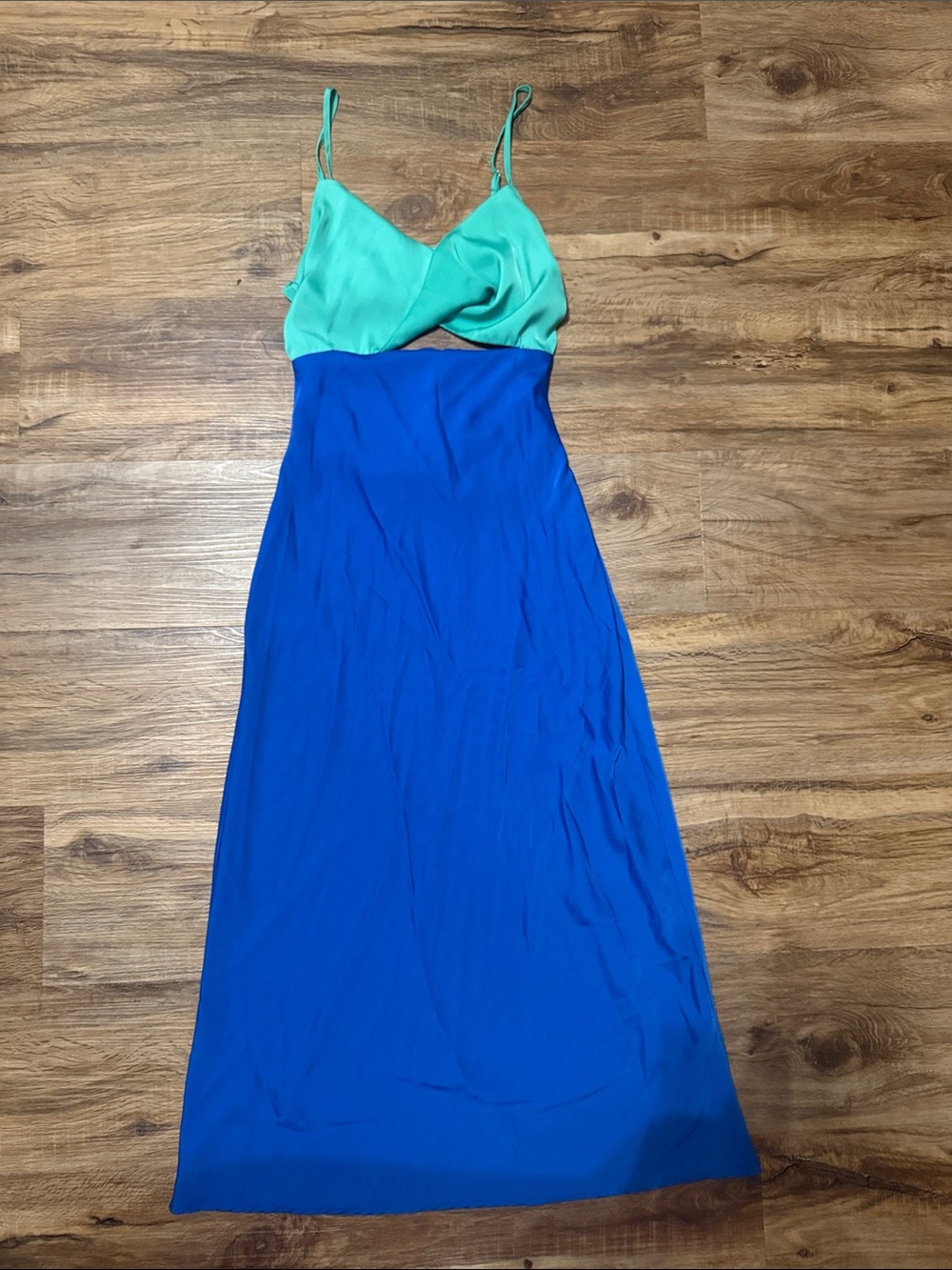 Two-Tone Blue & Teal Midi Dress